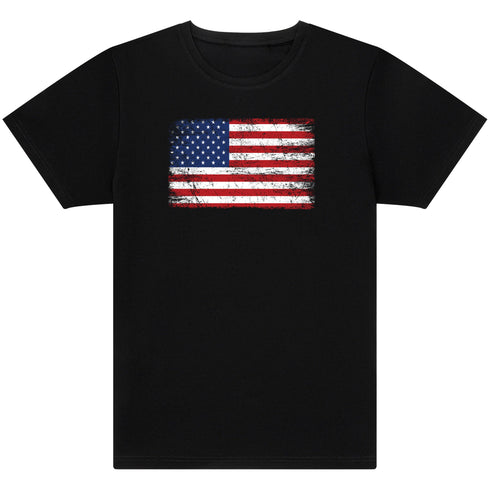 Unisex Black T-Shirt with Flag Graphic, 100% Cotton, Small - XX-Large Sizes Options