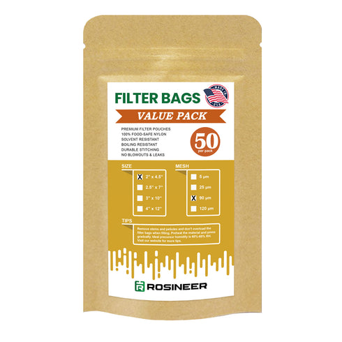Rosineer Premium Rosin Filter Bags, 2" x 4.5", 50 Pcs Value Pack, Various Micron Mesh Sizes Available