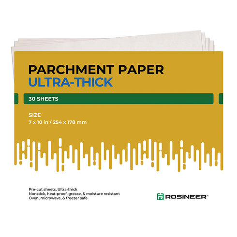 Rosineer® Heavy Duty Ultra-Thick Parchment Paper, 10" x 7" Pre-Cut Sheets, 30 Count