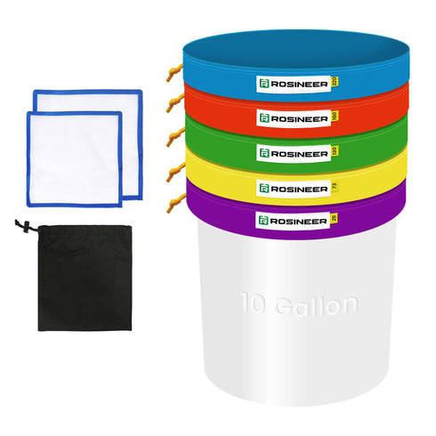 Rosineer 10 Gallon Bubble Hash Bags Set, 5 Mesh Sizes, 2 Pressing Screens, Canvas & Mesh / All Mesh Options