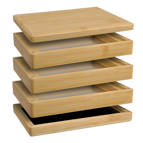 Rosineer Bamboo Pollen Sifter Box Set, 5" x 7", 75, 175, 275 Microns