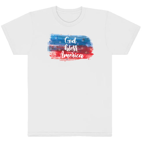 Unisex White T-Shirt with God Bless America, 100% Cotton, Small - XX-Large Sizes Options