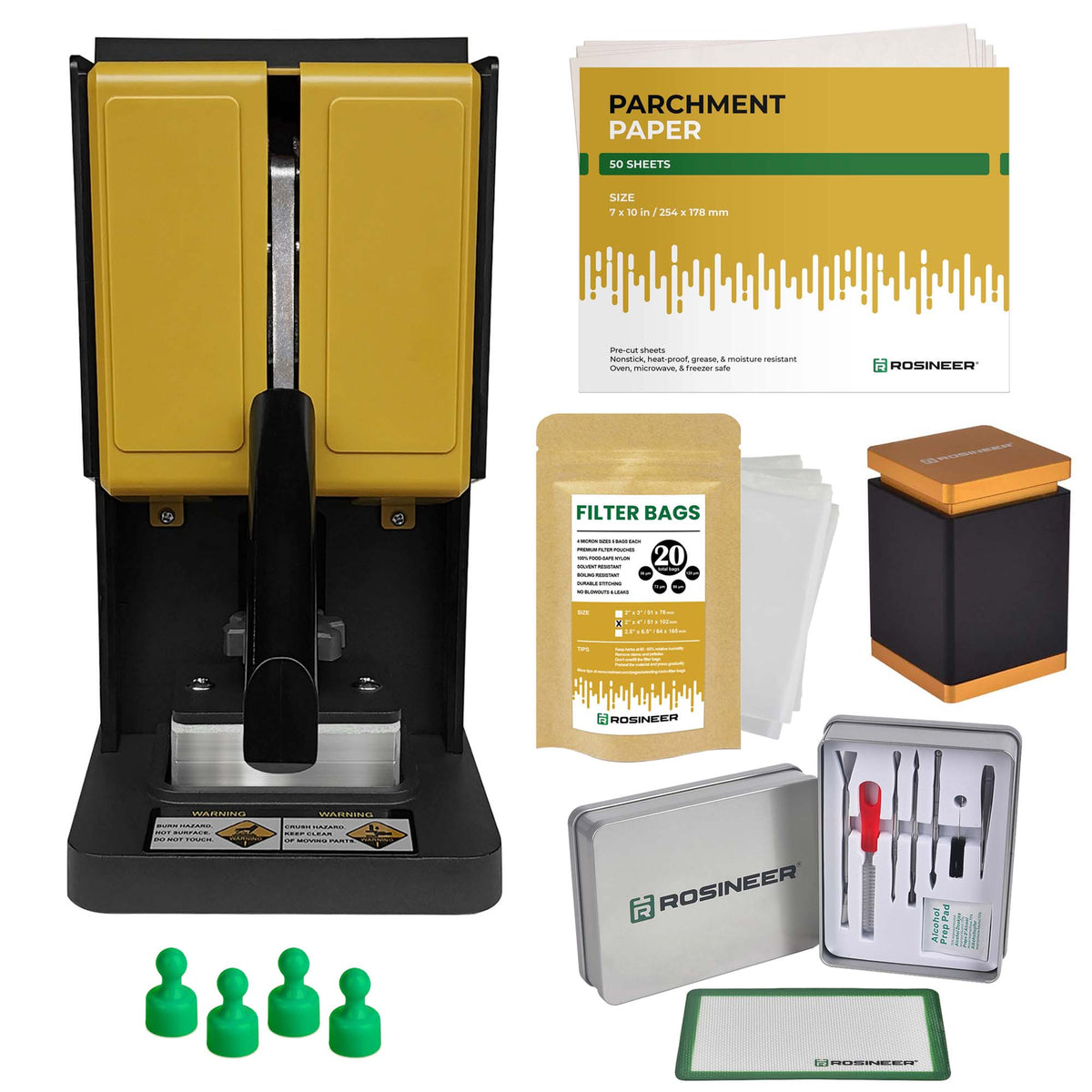 Rosineer PRESSO Personal Rosin Heat Press and Accessories Bundle